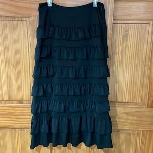 Cute black ruffle maxi skirt